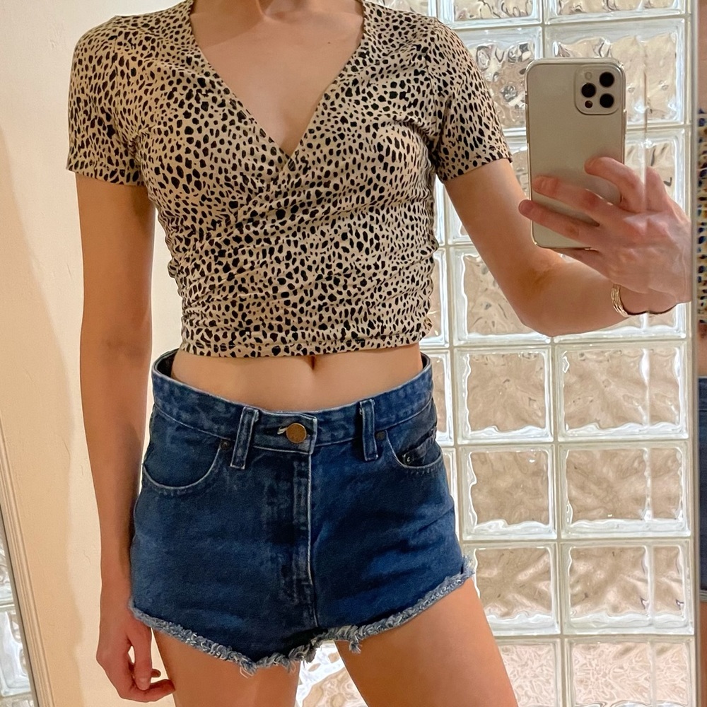 Brandy cheetah print tie top